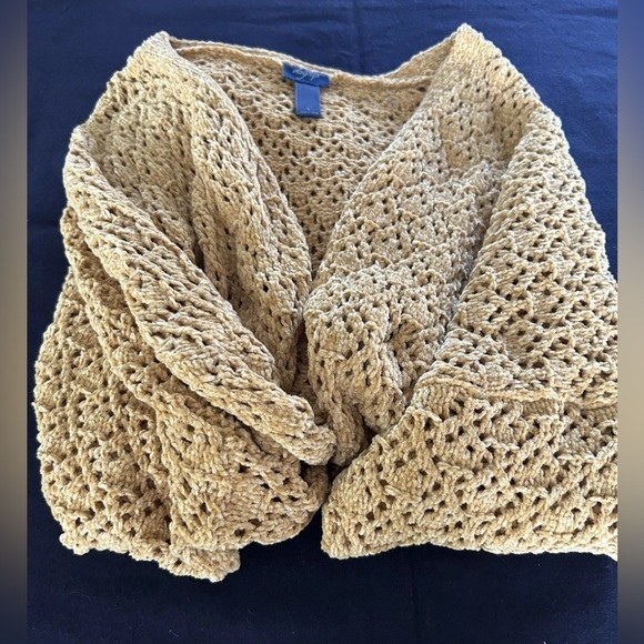 Daytrip Crochet Open Front Cardigan Butterscotch Lrg Cozy Relaxed Soft Grannycor - Picture 1 of 8